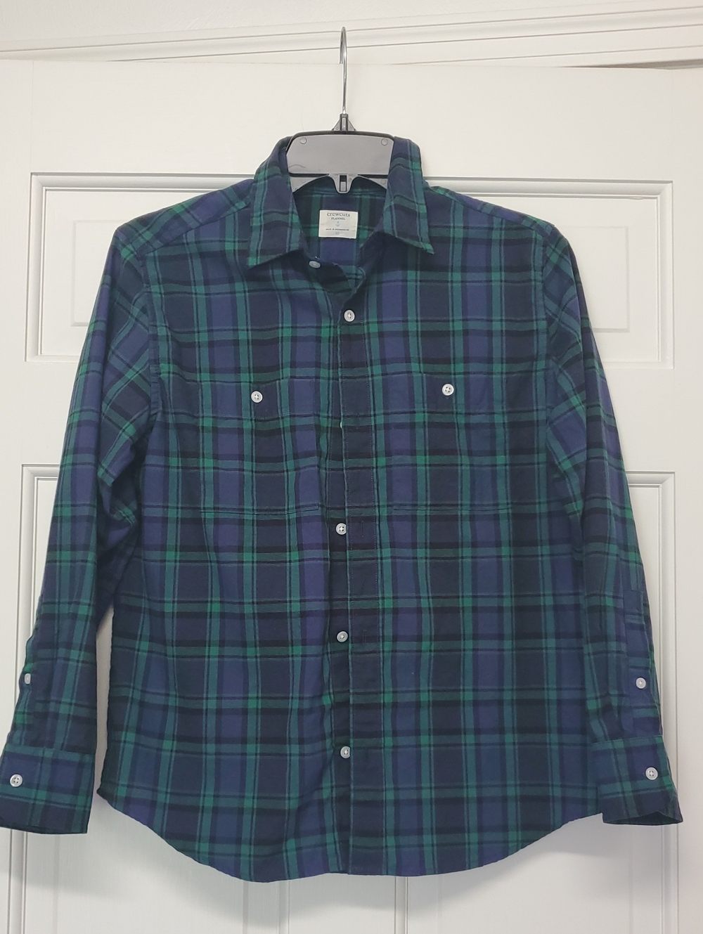 JCREW BOYS Green & Blue Plaid Button-Down Shirt Boys Size 12